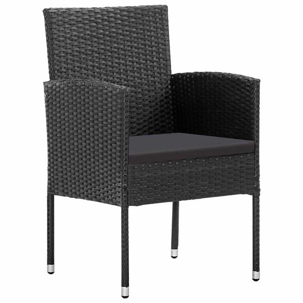 Grote foto vidaxl tuin eetset met kussen 5 pcs zwart poly riet tuin en terras tuinmeubelen