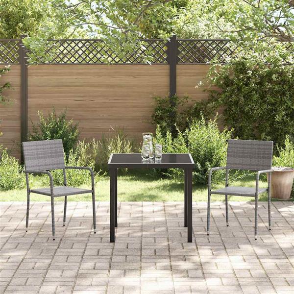 Grote foto vidaxl tuin eetset 3 pcs grijs poly riet tuin en terras tuinmeubelen