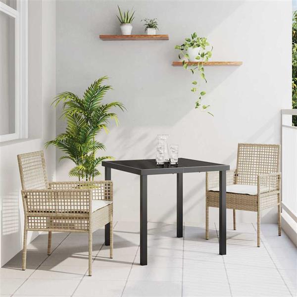 Grote foto vidaxl tuin eetset met kussen 3 pcs beige poly riet tuin en terras tuinmeubelen