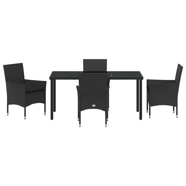 Grote foto vidaxl tuin eetset met kussen 5 pcs zwart poly riet tuin en terras tuinmeubelen