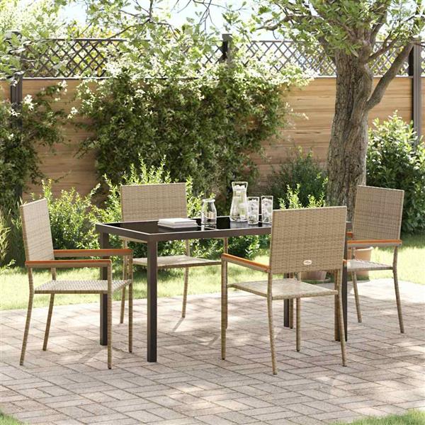 Grote foto vidaxl tuin eetset 5 pcs beige poly riet tuin en terras tuinmeubelen