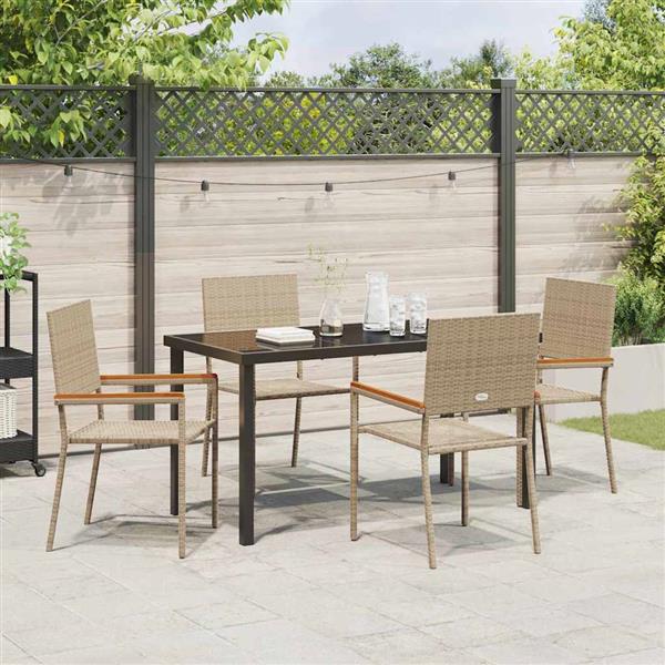 Grote foto vidaxl tuin eetset 5 pcs beige poly riet tuin en terras tuinmeubelen