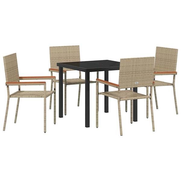 Grote foto vidaxl tuin eetset 5 pcs beige poly riet tuin en terras tuinmeubelen