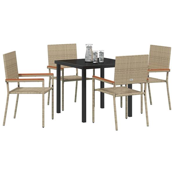Grote foto vidaxl tuin eetset 5 pcs beige poly riet tuin en terras tuinmeubelen