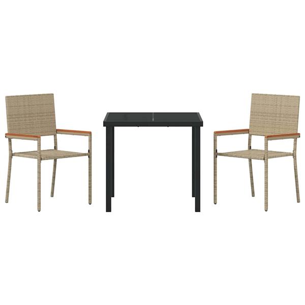 Grote foto vidaxl tuin eetset 3 pcs beige poly riet tuin en terras tuinmeubelen