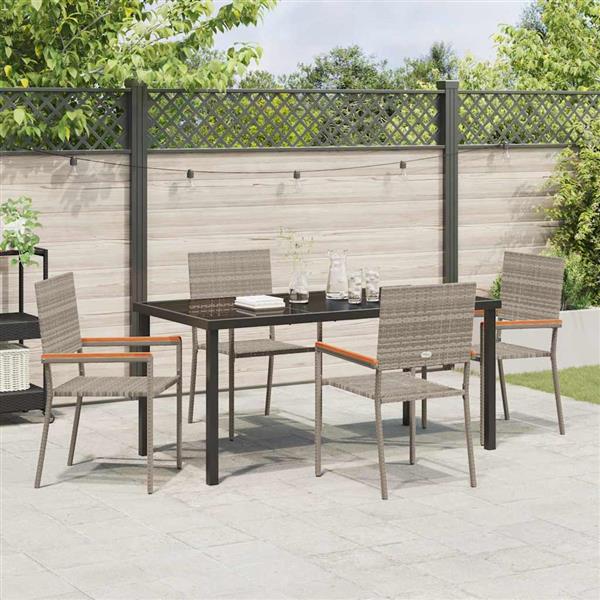 Grote foto vidaxl tuin eetset 5 pcs grijs poly riet tuin en terras tuinmeubelen