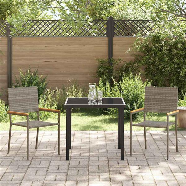 Grote foto vidaxl tuin eetset 3 pcs grijs poly riet tuin en terras tuinmeubelen