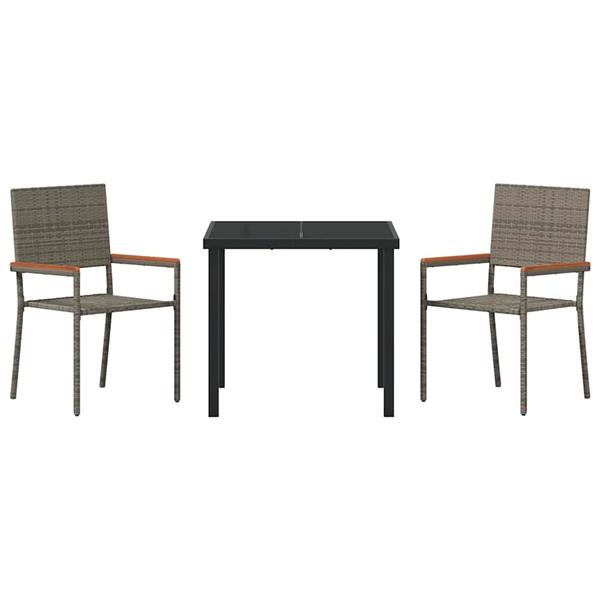 Grote foto vidaxl tuin eetset 3 pcs grijs poly riet tuin en terras tuinmeubelen