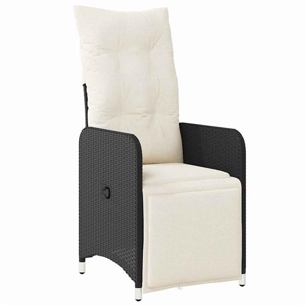 Grote foto vidaxl tuin eetset met kussen 3 pcs zwart poly riet tuin en terras tuinmeubelen