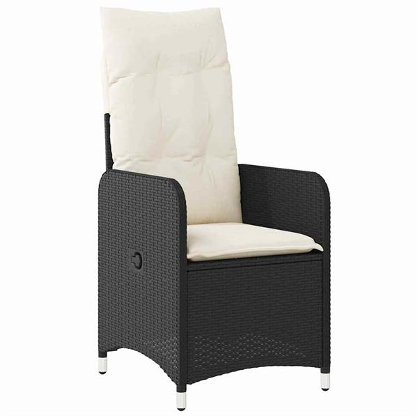 Grote foto vidaxl tuin eetset met kussen 3 pcs zwart poly riet tuin en terras tuinmeubelen