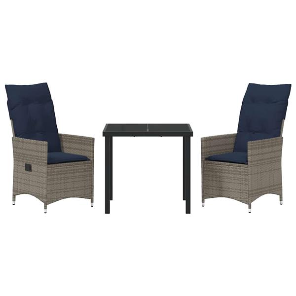 Grote foto vidaxl tuin eetset 3 pcs grijs poly rattan tuin en terras tuinmeubelen
