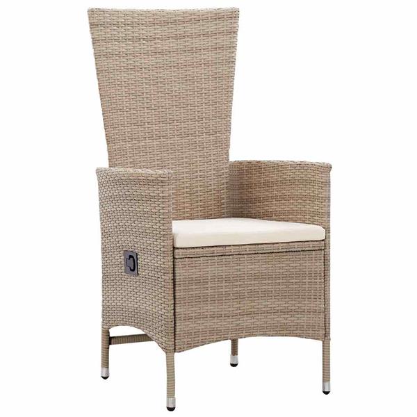 Grote foto vidaxl tuin eetset met kussen 3 pcs beige poly rattan tuin en terras tuinmeubelen
