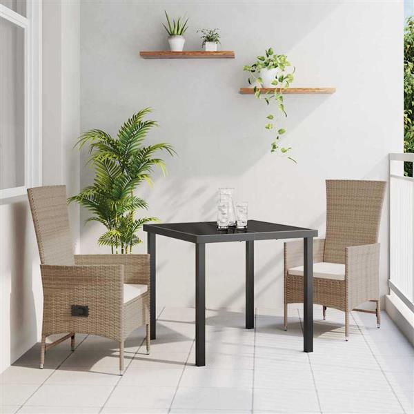 Grote foto vidaxl tuin eetset met kussen 3 pcs beige poly rattan tuin en terras tuinmeubelen