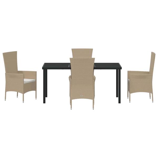 Grote foto vidaxl tuin eetset met kussen 5 pcs beige poly rattan tuin en terras tuinmeubelen