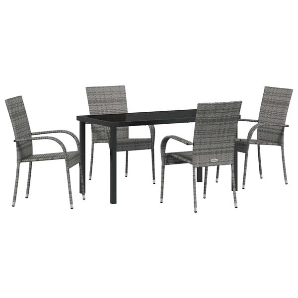 Grote foto vidaxl tuin eetset 5 pcs grijs poly riet tuin en terras tuinmeubelen