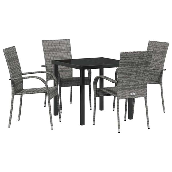 Grote foto vidaxl tuin eetset 5 pcs grijs poly riet tuin en terras tuinmeubelen