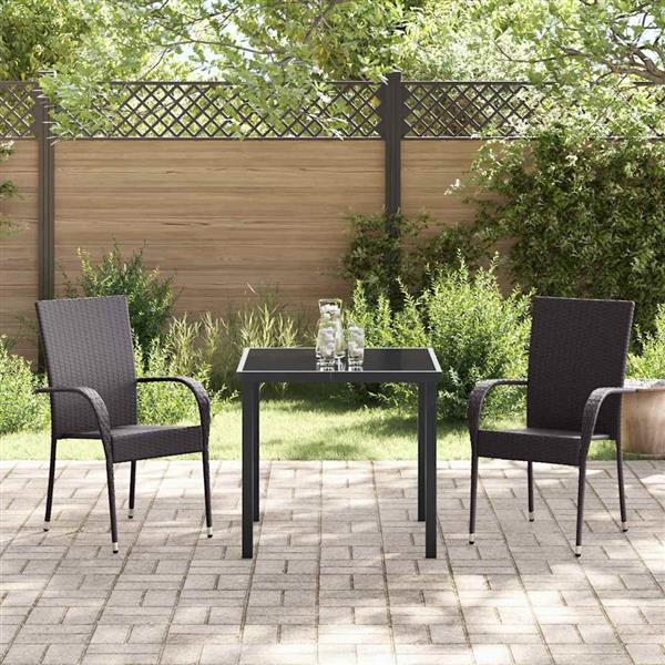 Grote foto vidaxl tuin eetset 3 pcs bruin poly riet tuin en terras tuinmeubelen