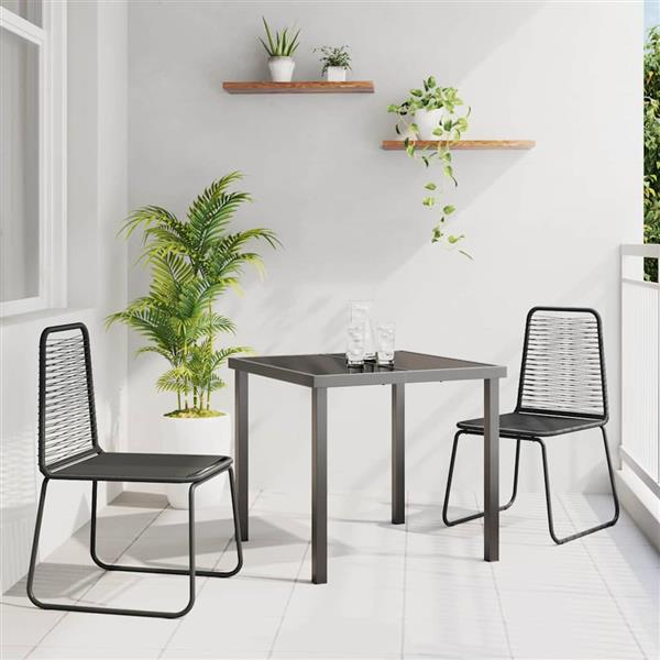 Grote foto vidaxl tuin eetset 3 pcs zwart poly riet tuin en terras tuinmeubelen