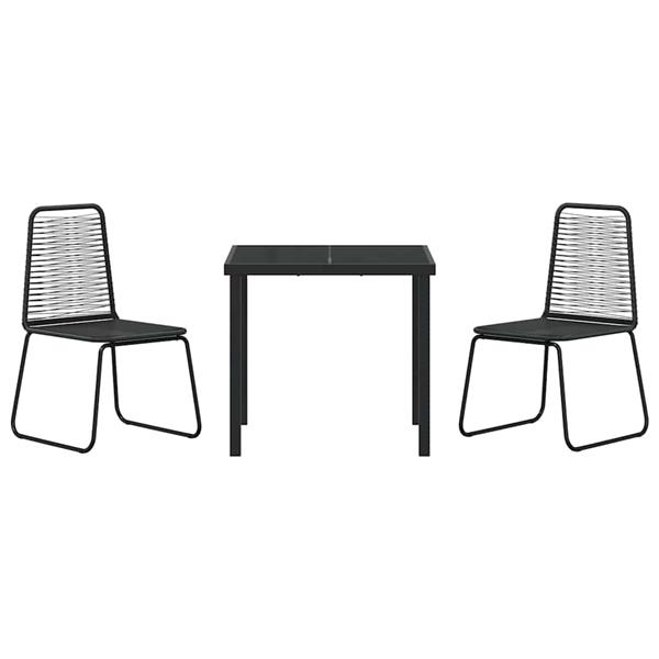 Grote foto vidaxl tuin eetset 3 pcs zwart poly riet tuin en terras tuinmeubelen