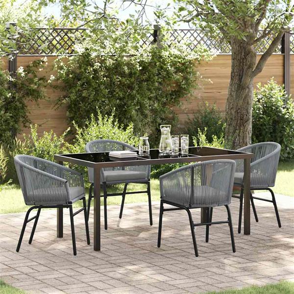 Grote foto vidaxl tuin eetset 5 pcs grijs poly riet tuin en terras tuinmeubelen