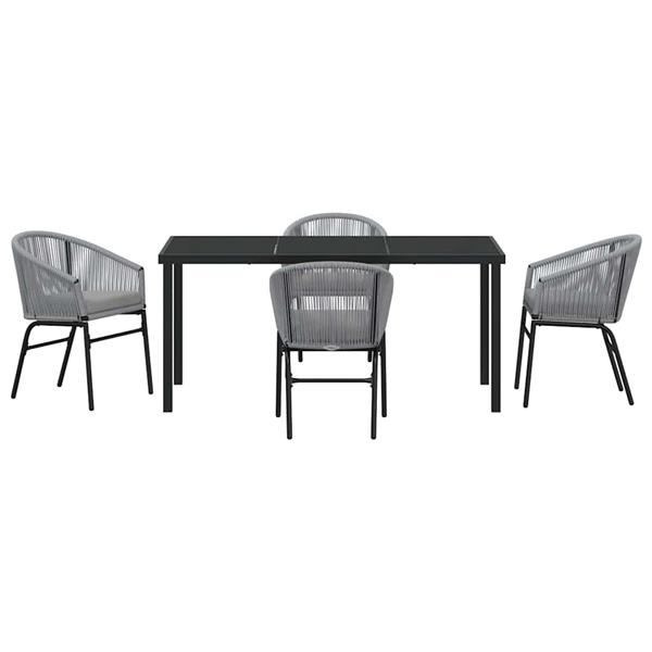 Grote foto vidaxl tuin eetset 5 pcs grijs poly riet tuin en terras tuinmeubelen