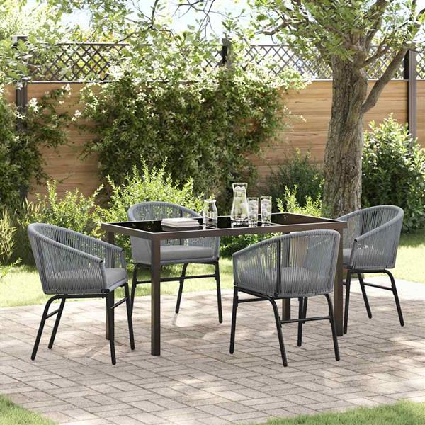 Grote foto vidaxl tuin eetset 5 pcs grijs poly riet tuin en terras tuinmeubelen