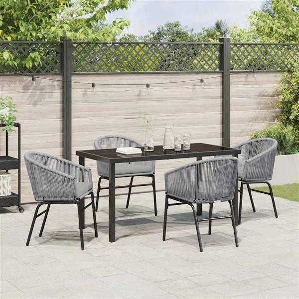 Grote foto vidaxl tuin eetset 5 pcs grijs poly riet tuin en terras tuinmeubelen