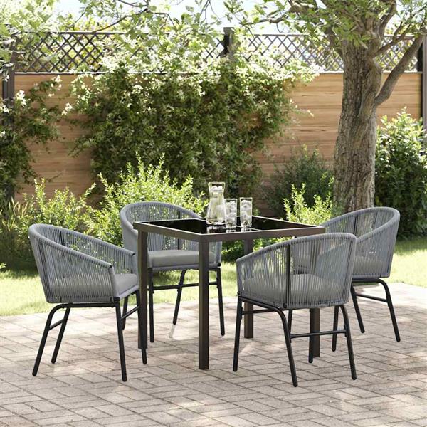 Grote foto vidaxl tuin eetset 5 pcs grijs poly riet tuin en terras tuinmeubelen