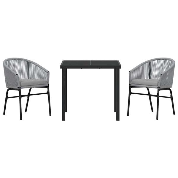 Grote foto vidaxl tuin eetset 3 pcs grijs poly riet tuin en terras tuinmeubelen