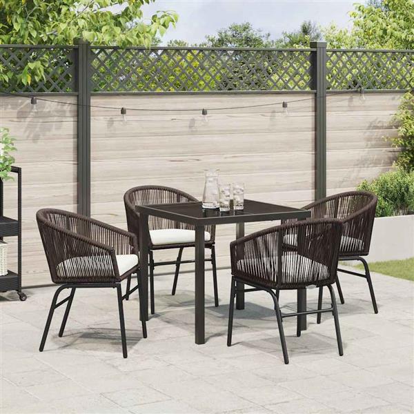 Grote foto vidaxl tuin eetset 5 pcs bruin poly riet tuin en terras tuinmeubelen
