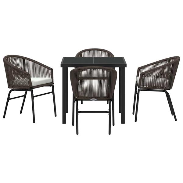 Grote foto vidaxl tuin eetset 5 pcs bruin poly riet tuin en terras tuinmeubelen