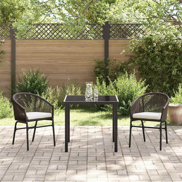 Grote foto vidaxl tuin eetset 3 pcs bruin poly riet tuin en terras tuinmeubelen