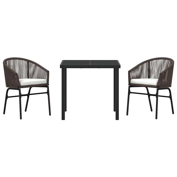 Grote foto vidaxl tuin eetset 3 pcs bruin poly riet tuin en terras tuinmeubelen