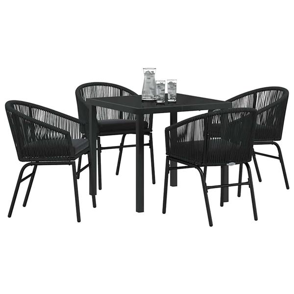 Grote foto vidaxl tuin eetset 5 pcs zwart poly riet tuin en terras tuinmeubelen
