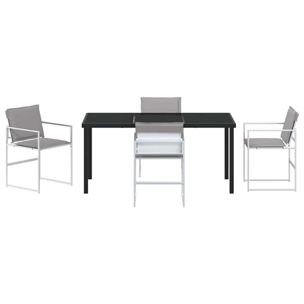 Grote foto vidaxl tuin eetset 5 pcs wit 160 x 80 x 73 cm textilene en staal tuin en terras tuinmeubelen