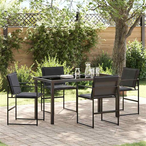Grote foto vidaxl tuin eetset 5 pcs zwart 140 x 70 x 73 cm textilene en staal tuin en terras tuinmeubelen