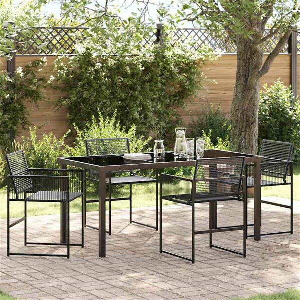 Grote foto vidaxl tuin eetset 5 pcs zwart poly riet tuin en terras tuinmeubelen