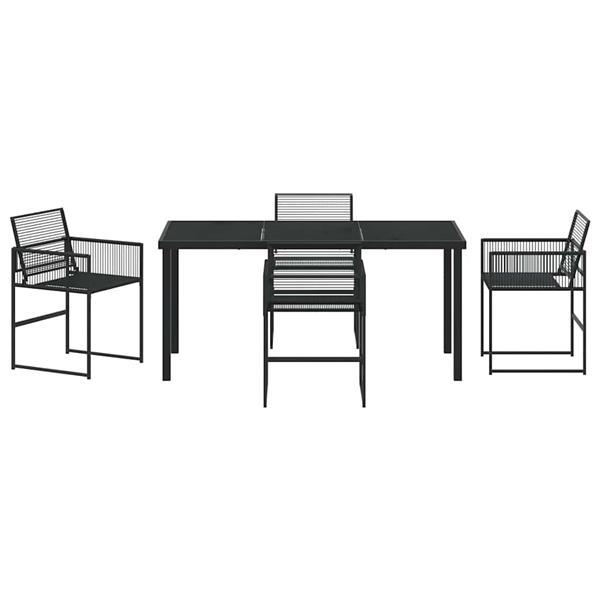 Grote foto vidaxl tuin eetset 5 pcs zwart poly riet tuin en terras tuinmeubelen