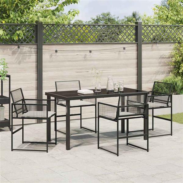 Grote foto vidaxl tuin eetset 5 pcs zwart poly riet tuin en terras tuinmeubelen