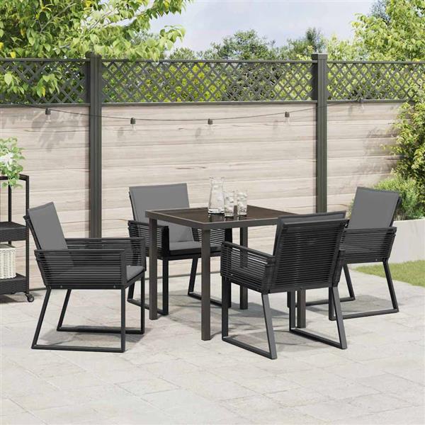 Grote foto vidaxl tuin eetset 5 pcs zwart poly riet tuin en terras tuinmeubelen