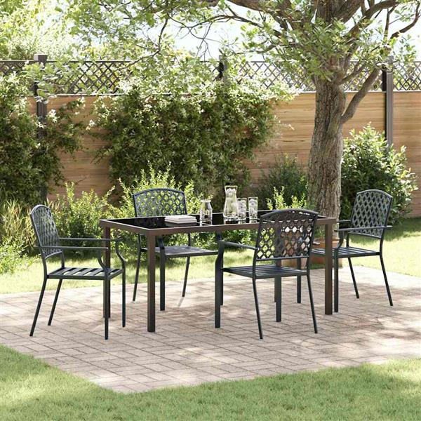 Grote foto vidaxl tuin eetset 5 pcs antraciet staal tuin en terras tuinmeubelen