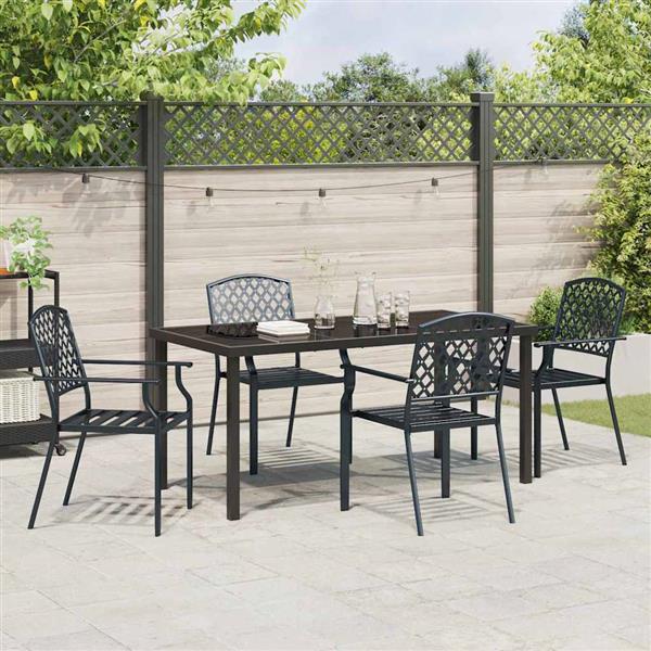 Grote foto vidaxl tuin eetset 5 pcs antraciet staal tuin en terras tuinmeubelen