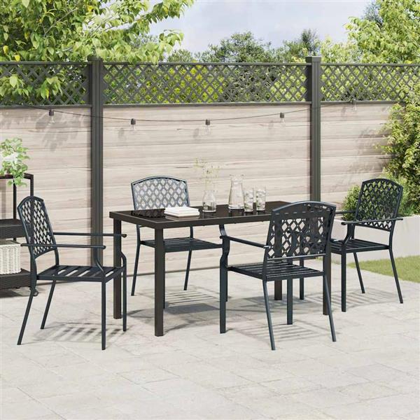 Grote foto vidaxl tuin eetset 5 pcs antraciet staal tuin en terras tuinmeubelen