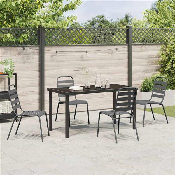 Grote foto vidaxl tuin eetset 5 pcs donkergrijs staal tuin en terras tuinmeubelen