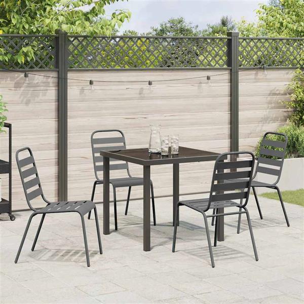 Grote foto vidaxl tuin eetset 5 pcs donkergrijs staal tuin en terras tuinmeubelen