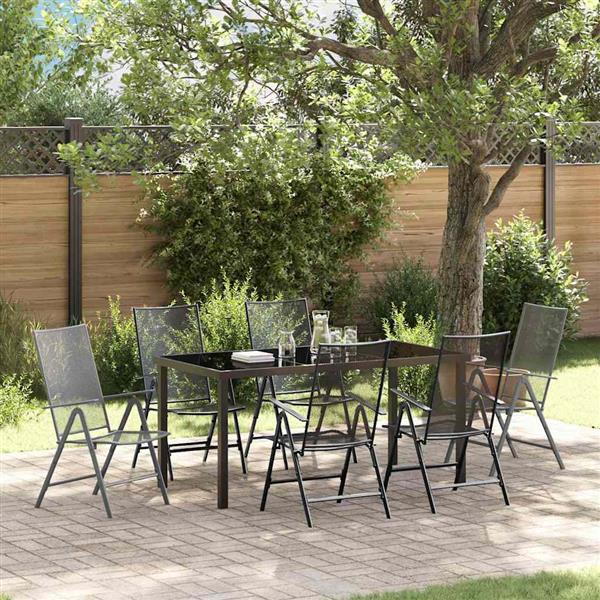 Grote foto vidaxl tuin eetset 7 pcs antraciet staal tuin en terras tuinmeubelen