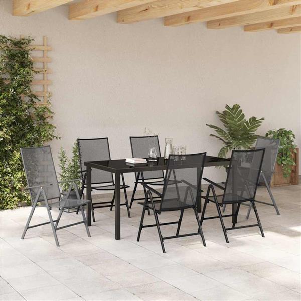 Grote foto vidaxl tuin eetset 7 pcs antraciet staal tuin en terras tuinmeubelen