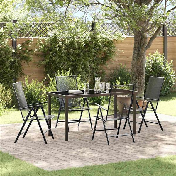 Grote foto vidaxl tuin eetset 5 pcs antraciet staal tuin en terras tuinmeubelen