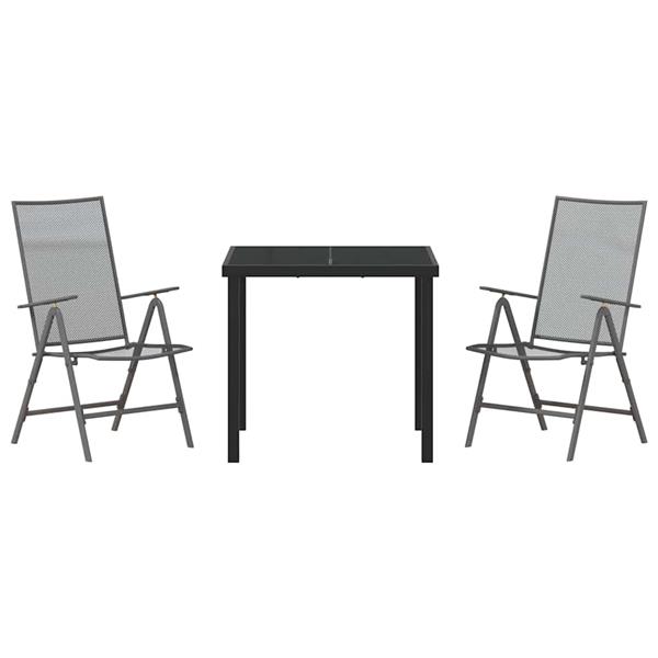 Grote foto vidaxl tuin eetset 3 pcs antraciet staal tuin en terras tuinmeubelen