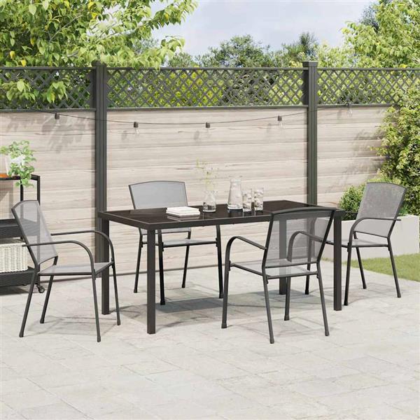 Grote foto vidaxl tuin eetset 5 pcs antraciet staal tuin en terras tuinmeubelen